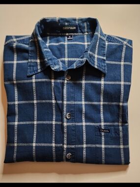 GUESS Men’s Navy Windowpane Button-Up Shirt